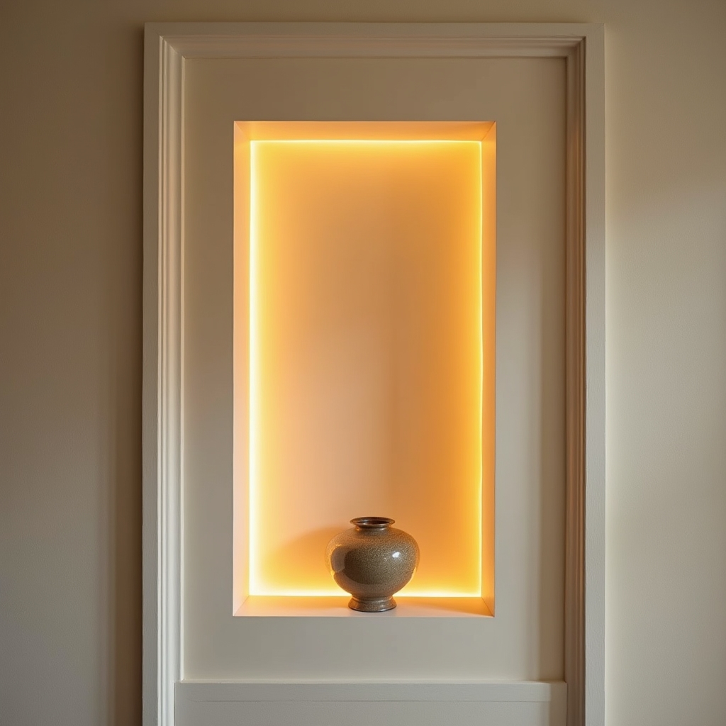 Nișă decorativă din rigips cu iluminare indirectă