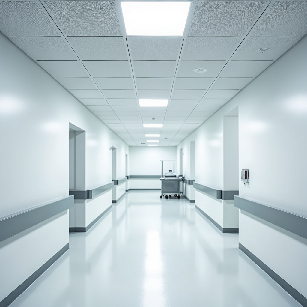 Tavan casetat suspendat montat în clinică medicală cu iluminare uniformă